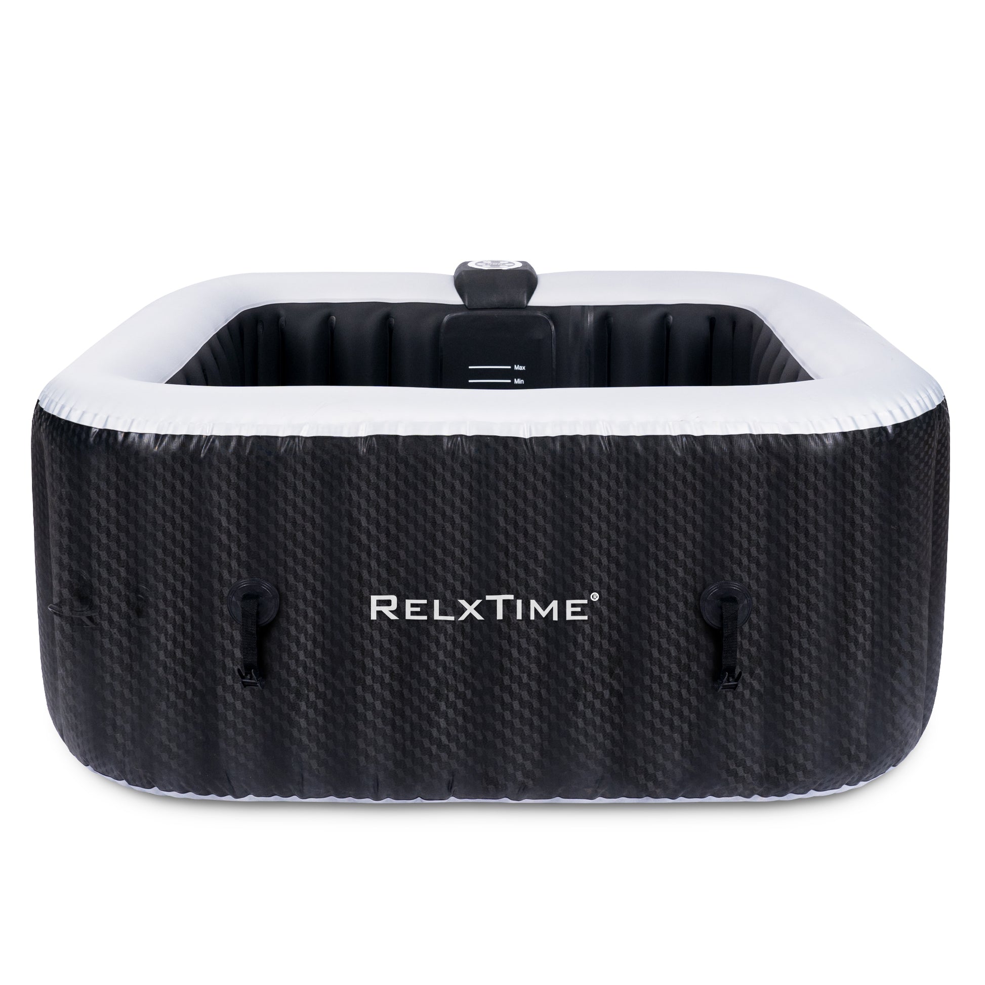 Relxtime 2-3 Person Square Inflatable Hot Tub 120 Massaging Air Jets Black Laminated Classic Spa - HS004