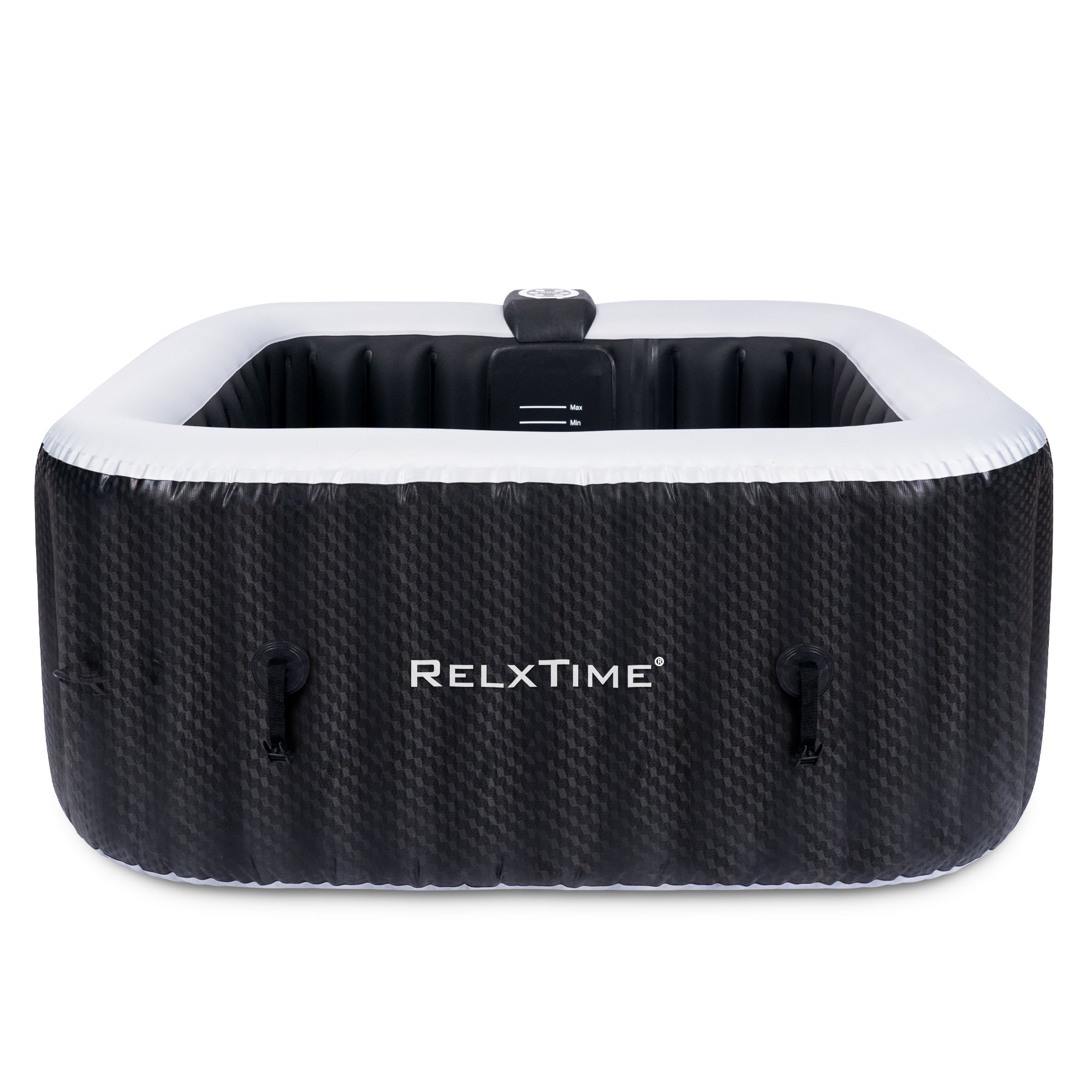 Relxtime 2-3 Person Square Inflatable Hot Tub 120 Massaging Air Jets Black Laminated Classic Spa