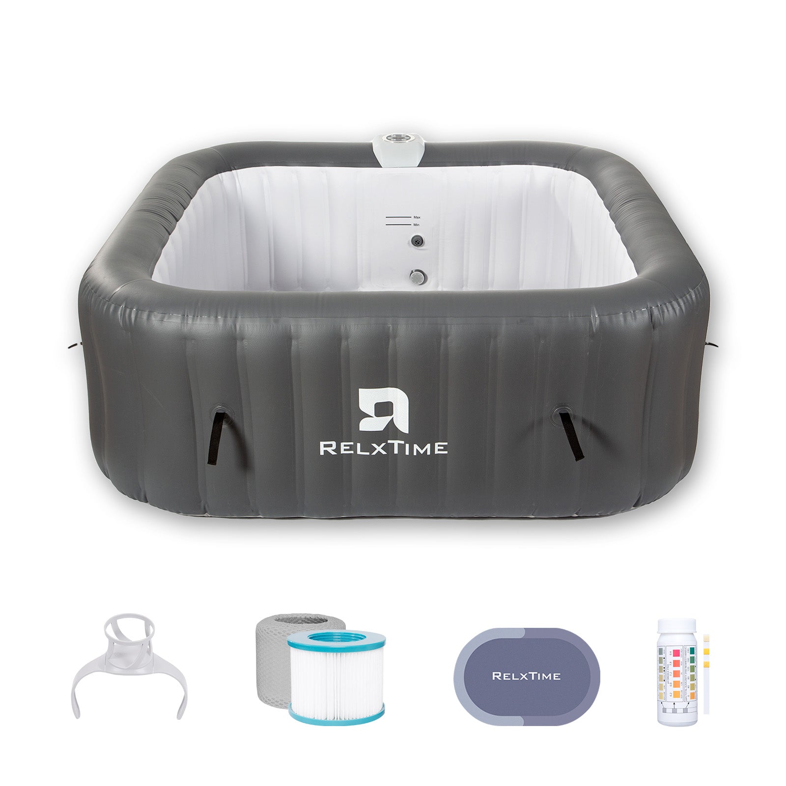 Square Inflatable Hot Tub – Classic Grey Upgraded