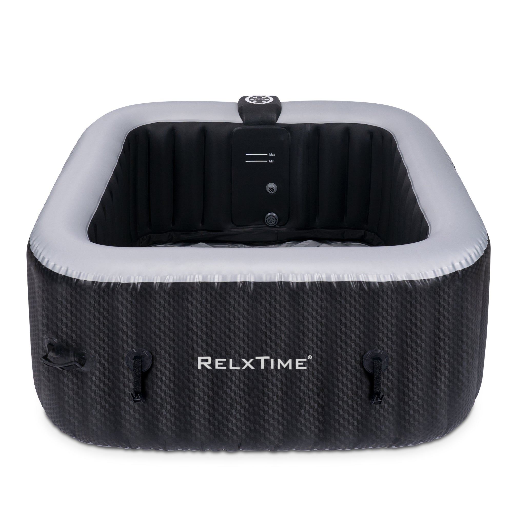 Relxtime 2-3 Person Square Inflatable Hot Tub 120 Massaging Air Jets Black Laminated Classic Spa - HS004