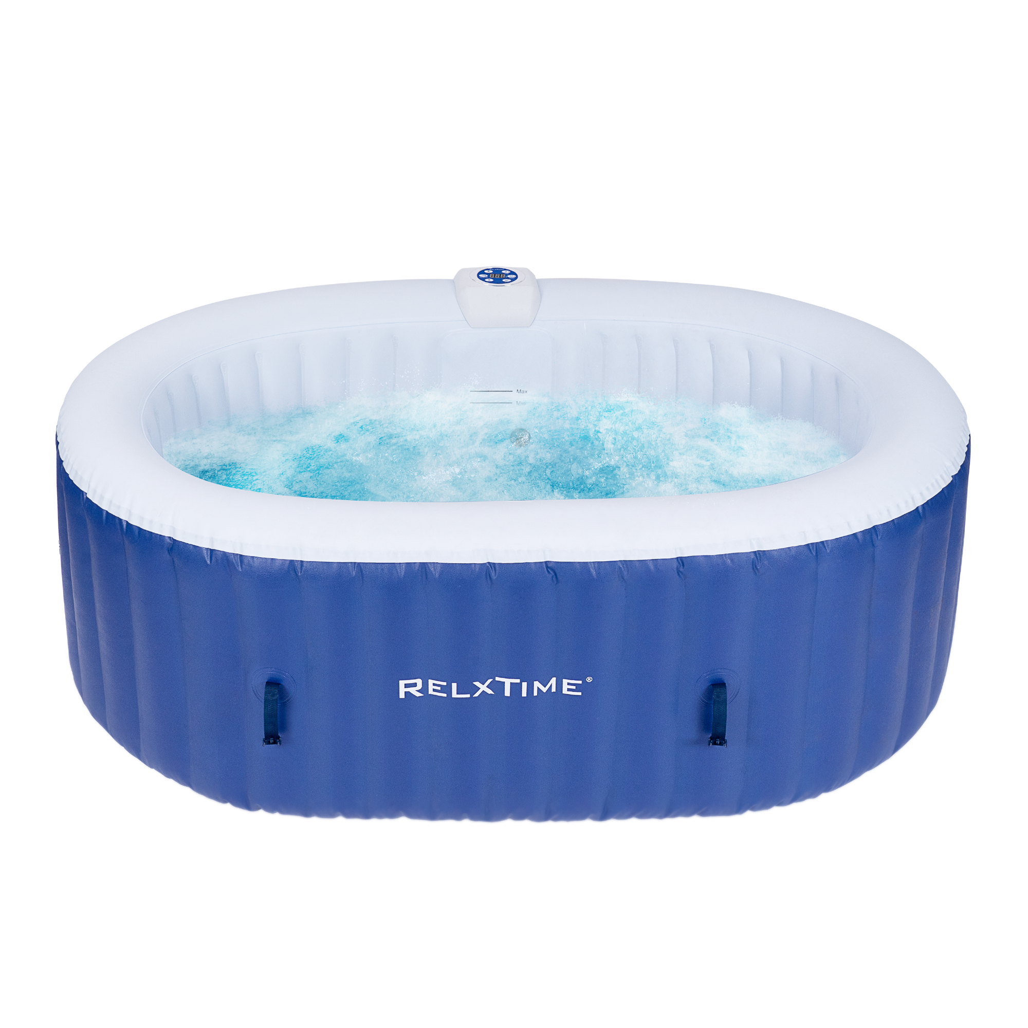 Relxtime 2 Person Oval Inflatable Hot Tub 100 Massaging Air Jets Blue Laminated Vogue Spa