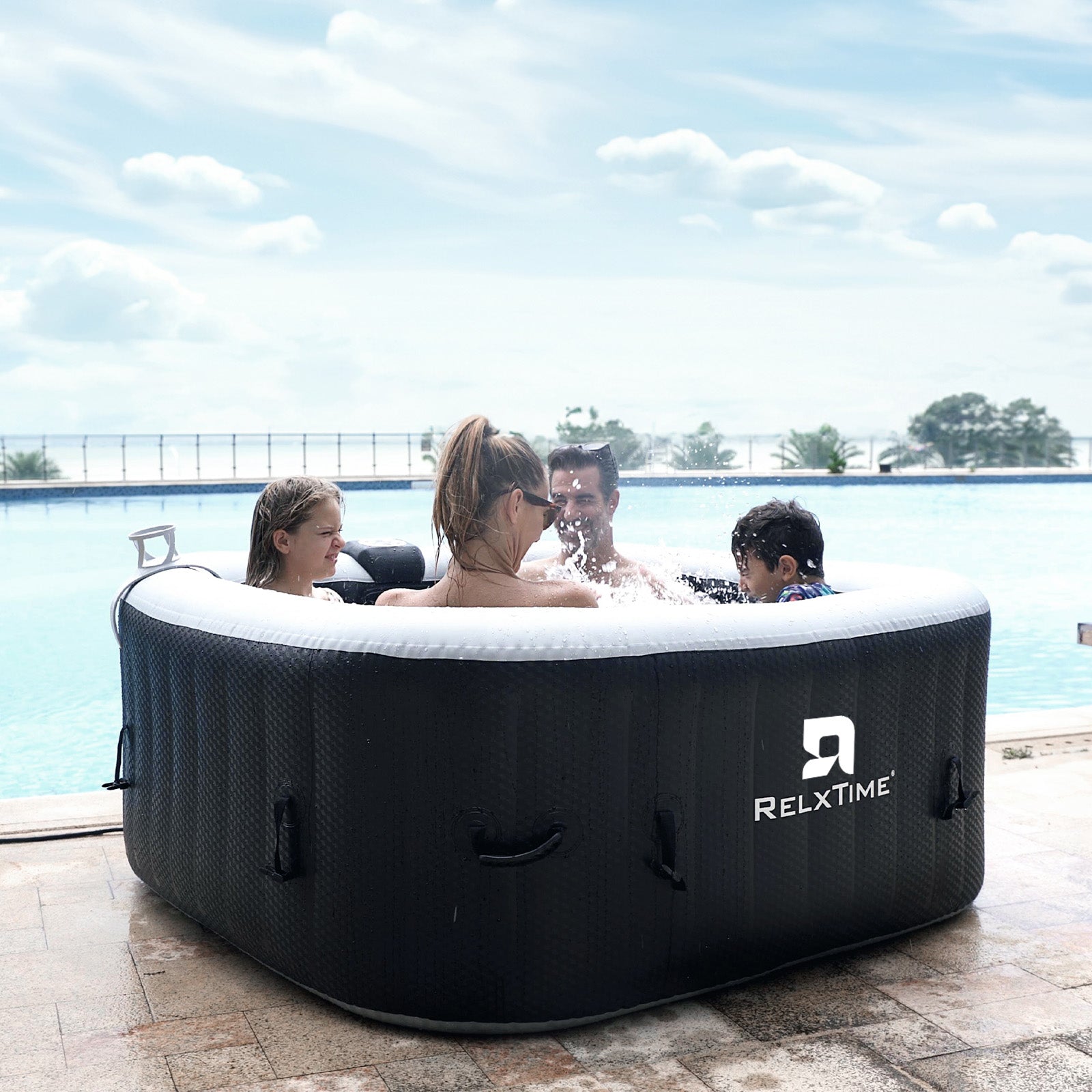 Square Inflatable Hot Tub - Obsidian