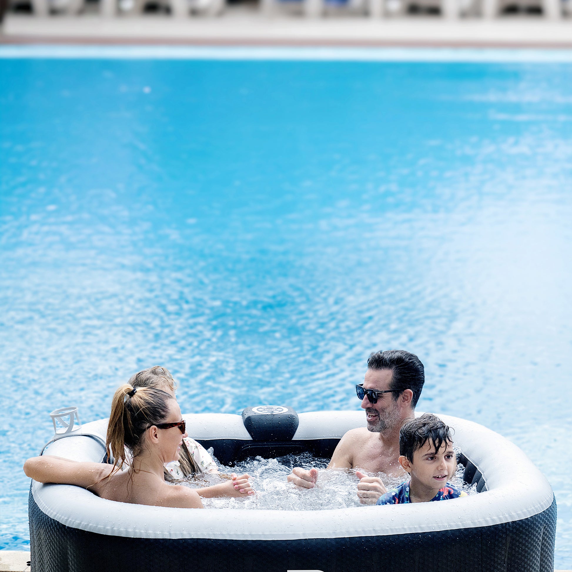 Relxtime 2-3 Person Square Inflatable Hot Tub 120 Massaging Air Jets Black Laminated Classic Spa - HS004