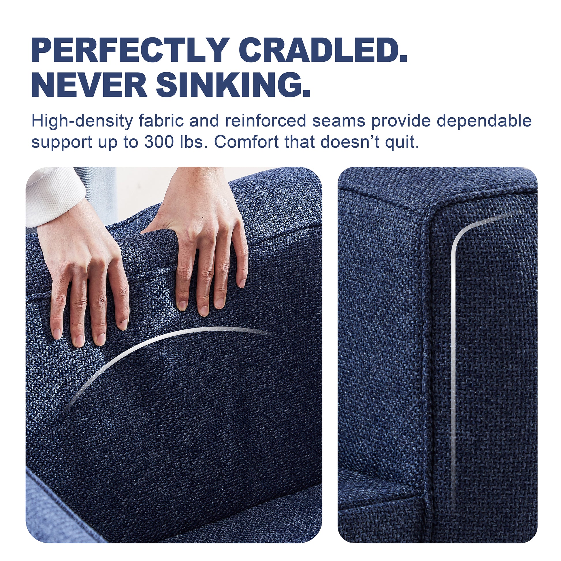 Portable Linen-Textured Air Lounger Chair in Blue