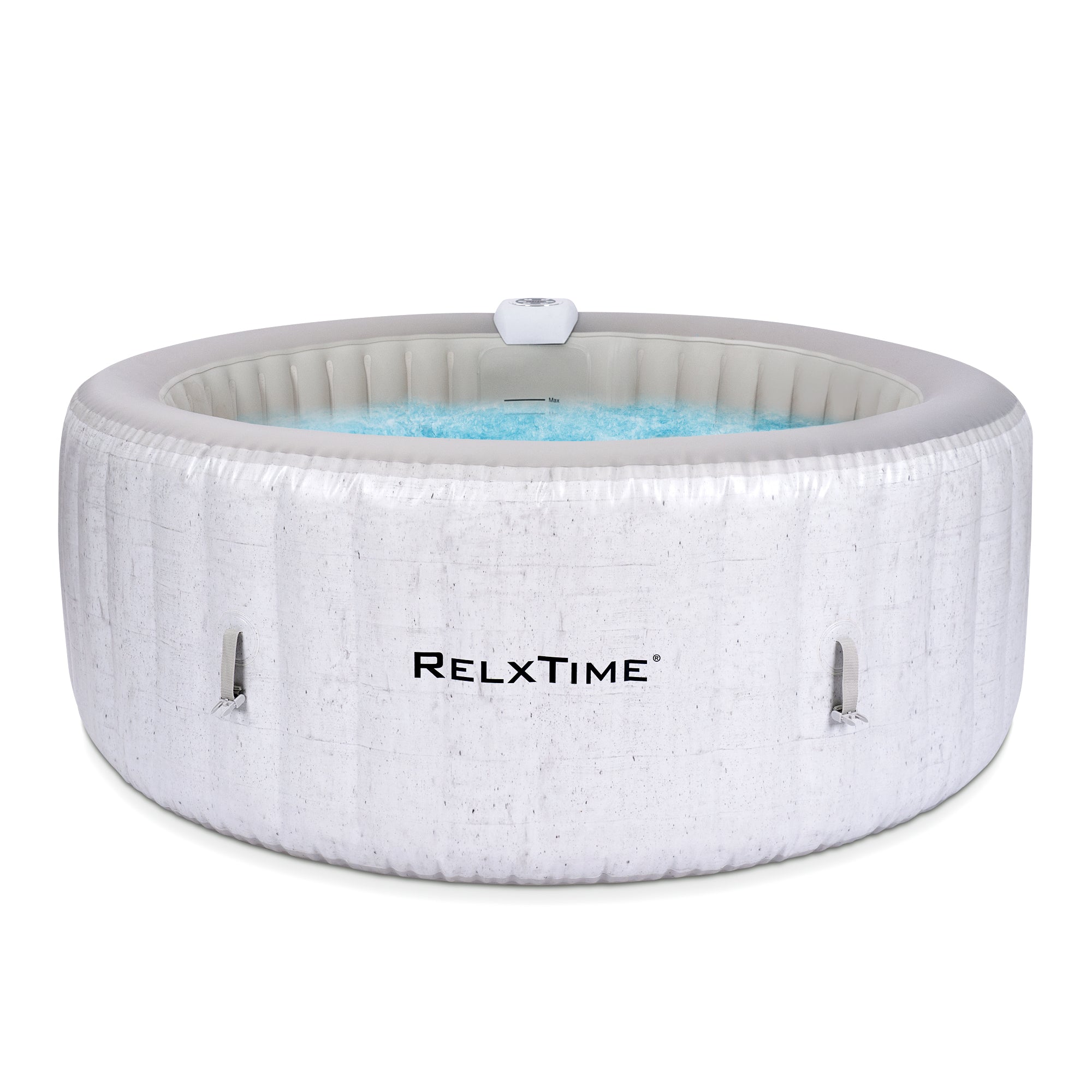 Relxtime 4 Person Round Inflatable Hot Tub 120 Massaging Air Jets Grey Laminated Classic Spa