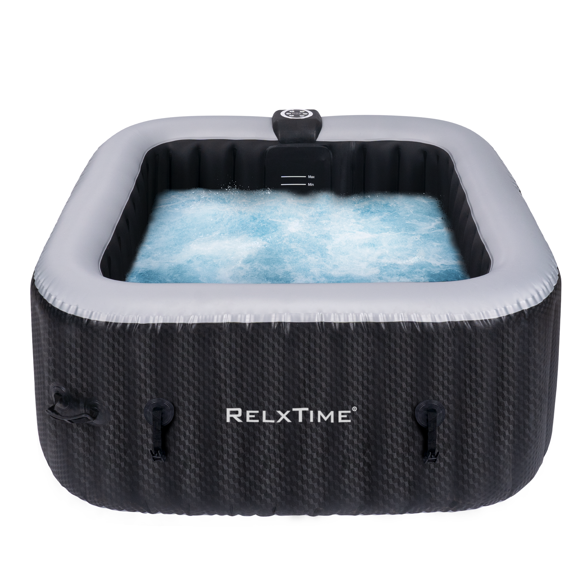 Relxtime 2-3 Person Square Inflatable Hot Tub 120 Massaging Air Jets Black Laminated Classic Spa - HS004