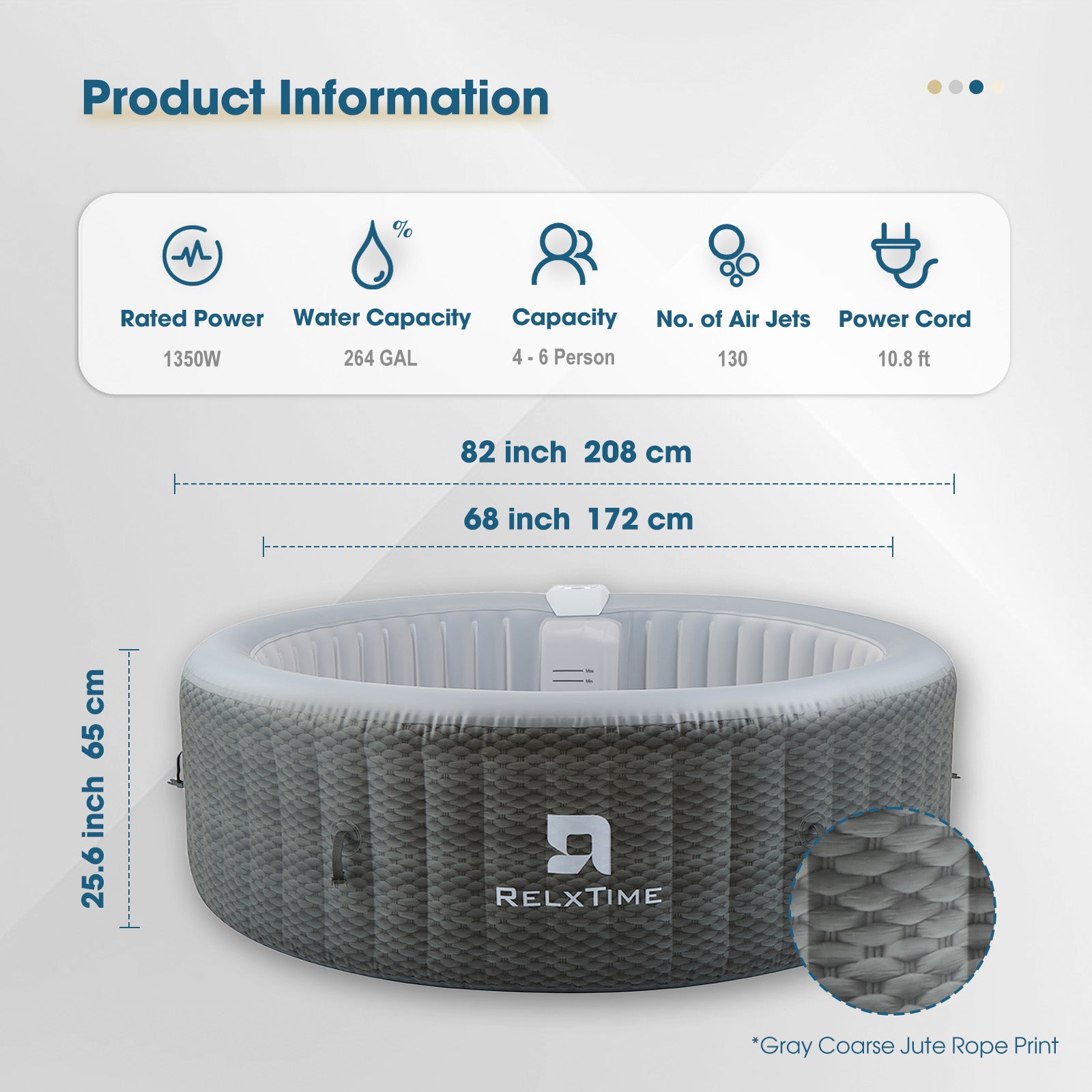 Round Inflatable Hot Tub - Hemp Rope Pattern  | Black Friday Offer