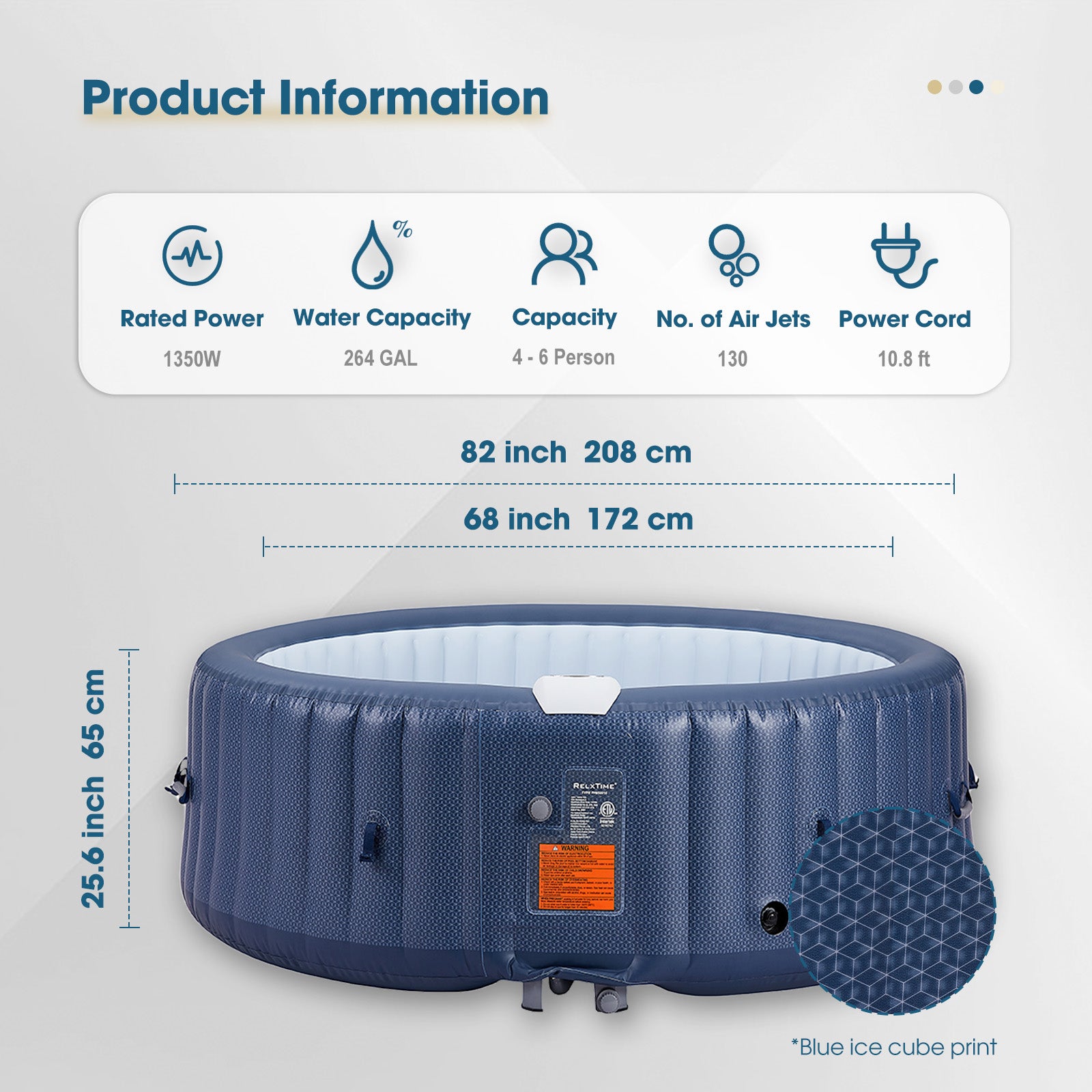 Round Inflatable Hot Tub - Blue Pattern  | Black Friday Offer