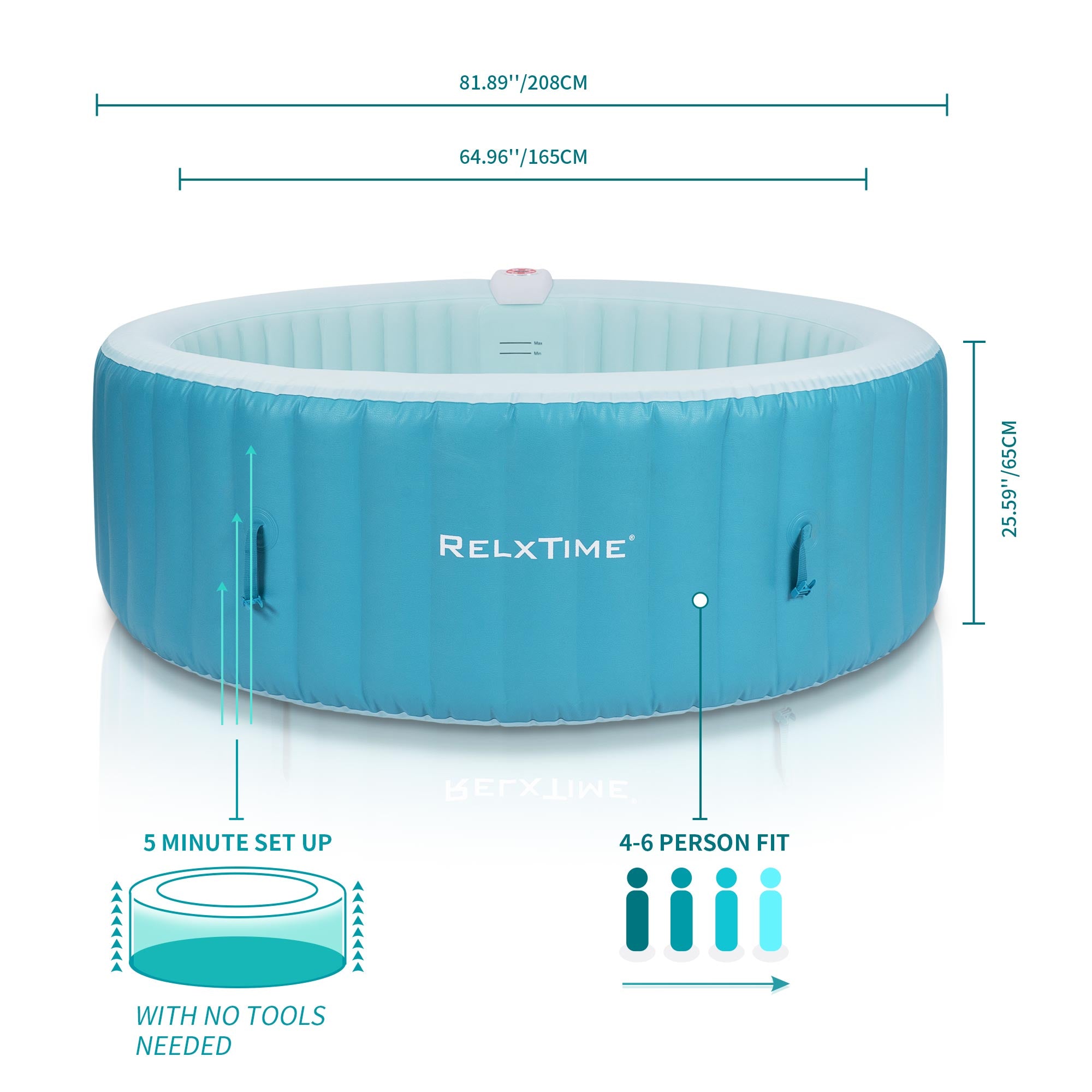 Relxtime 6 Person Round Inflatable Hot Tub