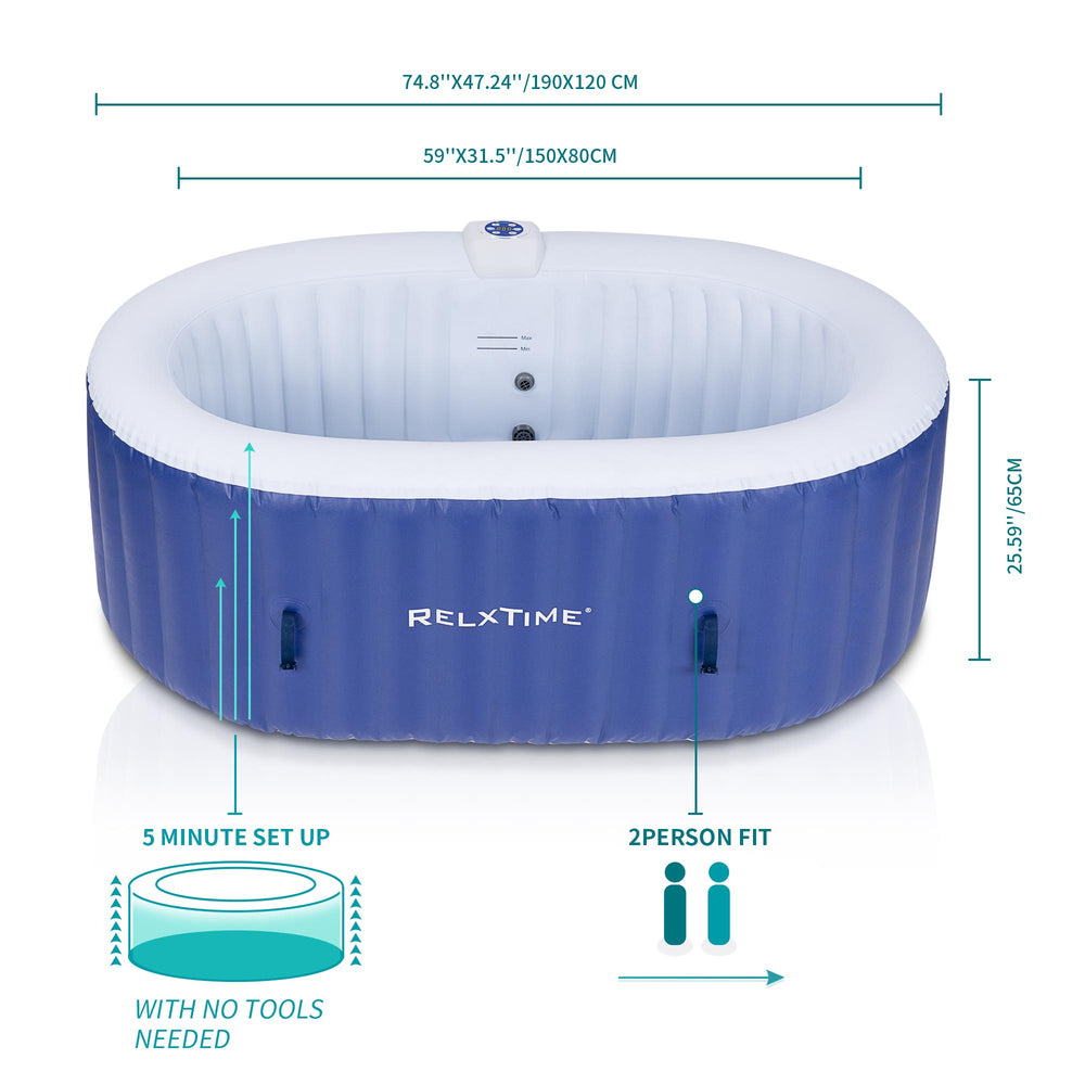 Relxtime 2 Person Oval Inflatable Hot Tub | Best Inflatable Hot Tub