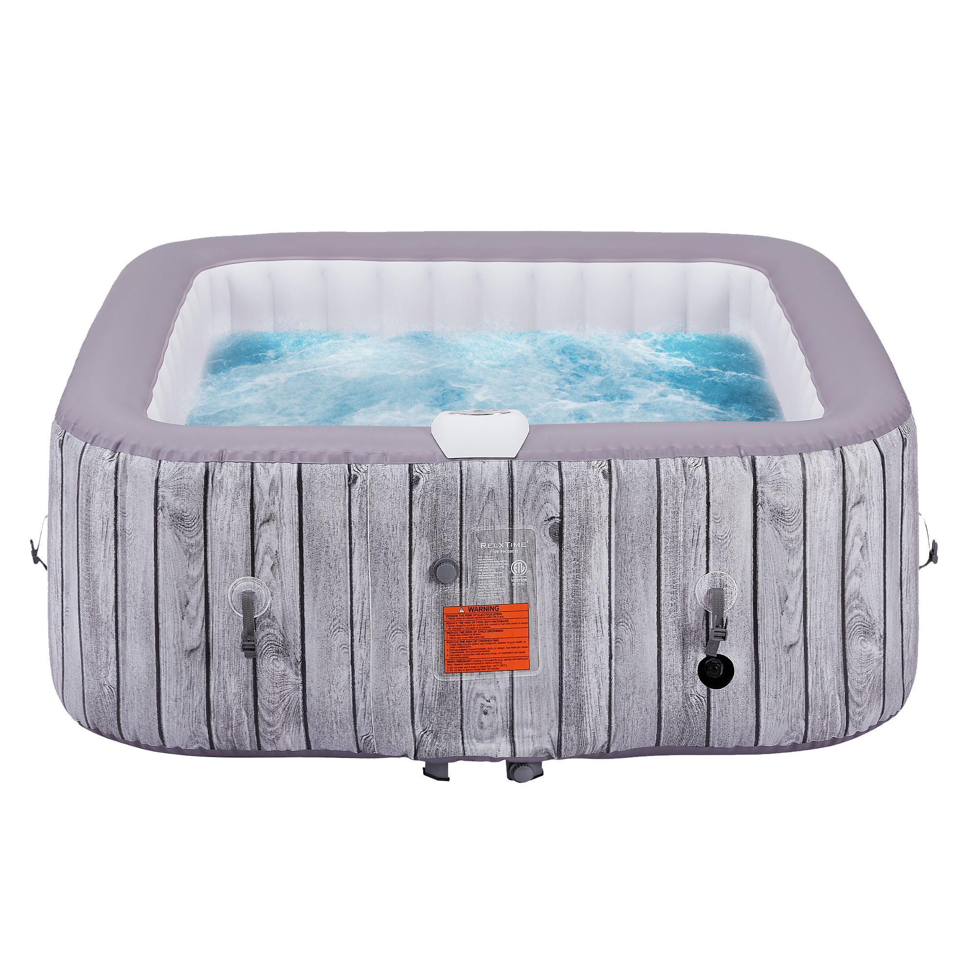 Relxtime 6 Person Square Inflatable Hot Tub 130 Massaging Air Jets Woodland Spa - BMW001