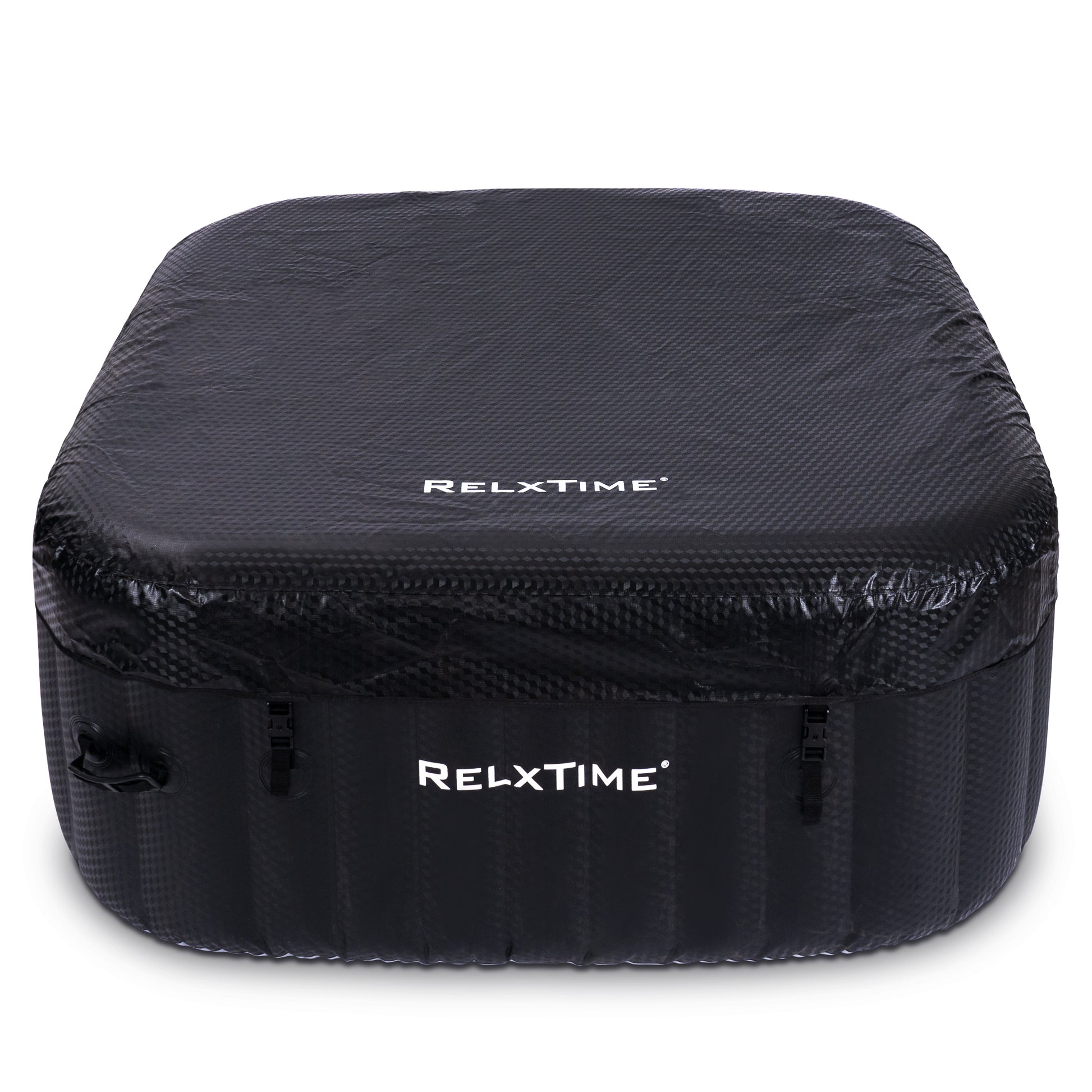 Relxtime 2-3 Person Square Inflatable Hot Tub 120 Massaging Air Jets Black Laminated Classic Spa - HS004