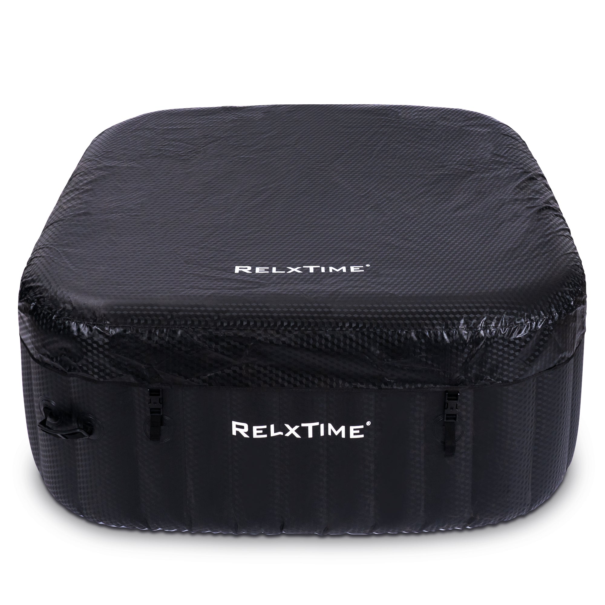 Relxtime 2-3 Person Square Inflatable Hot Tub 120 Massaging Air Jets Black Laminated Classic Spa