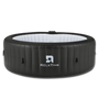 A round, black inflatable hot tub with the RELXTIME brand logo visible on it.