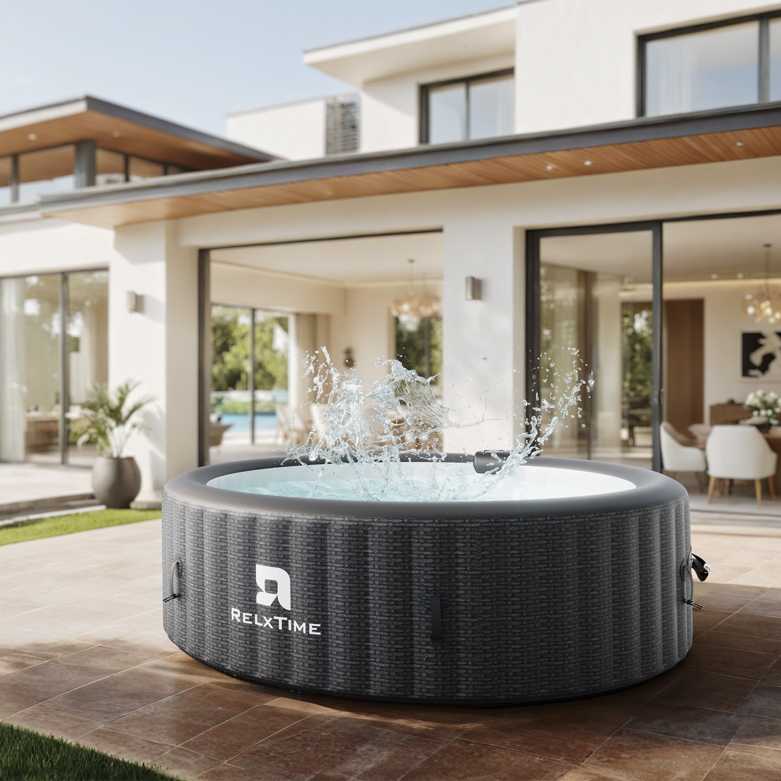 RELXTIME 4-6 Portable Inflatable Hot Tub Round Outdoor Spa Blow Up