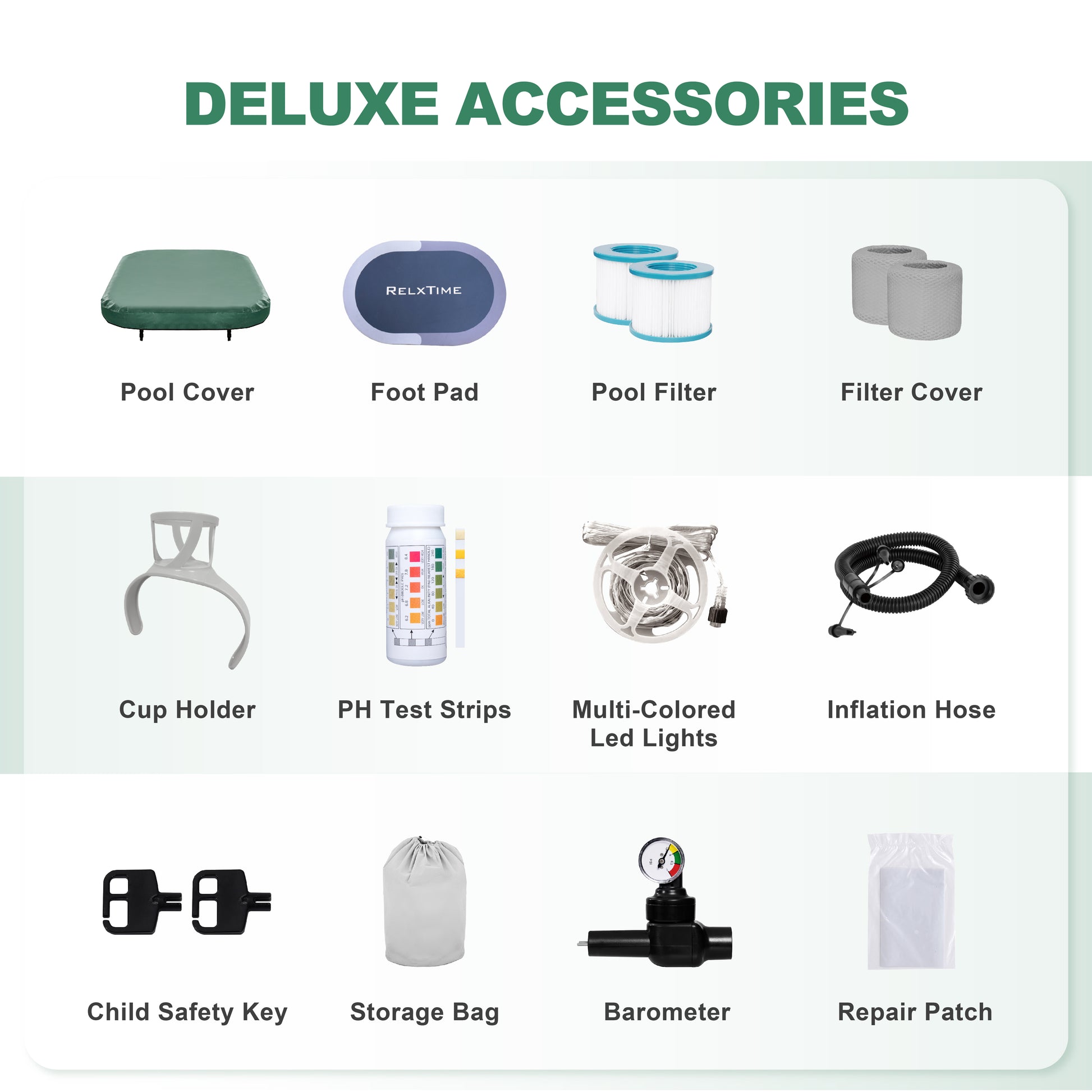 Square Inflatable Hot Tub - Vibrant Green with LED