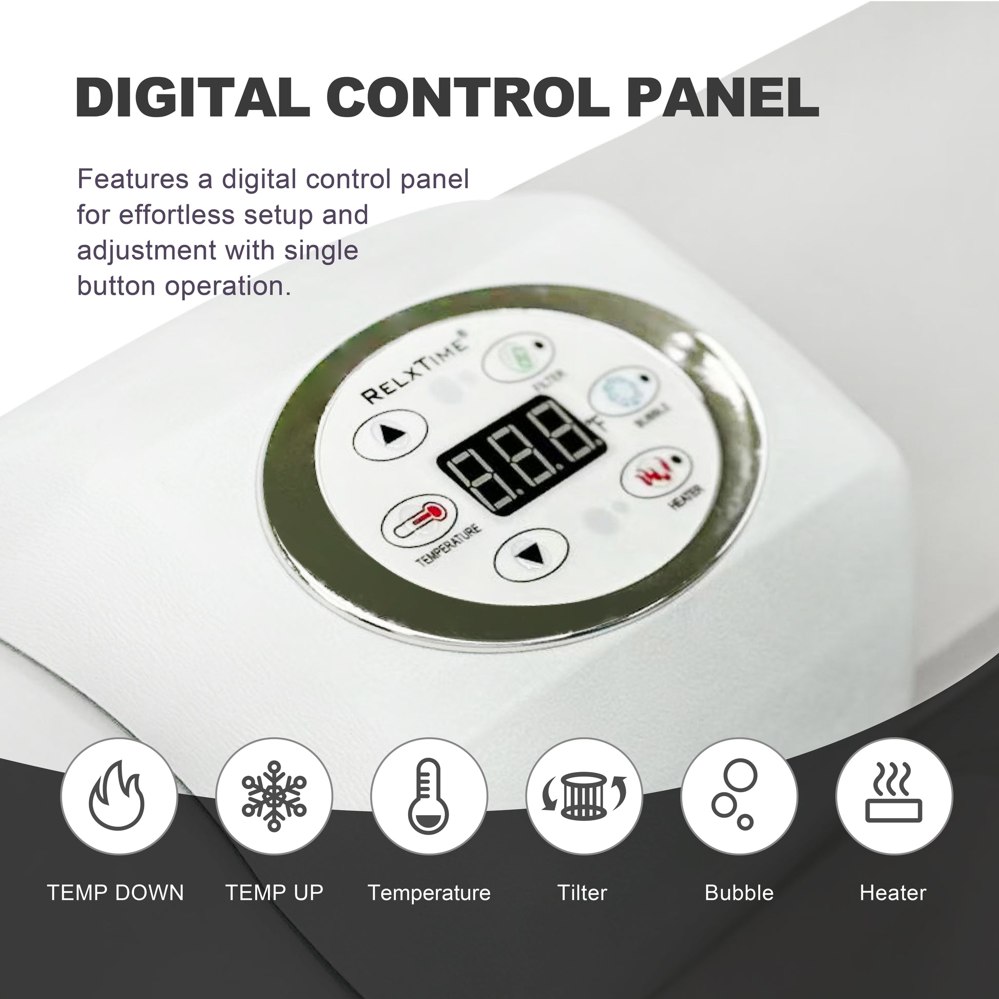 Square Inflatable Hot Tub - Elegant Black with LED