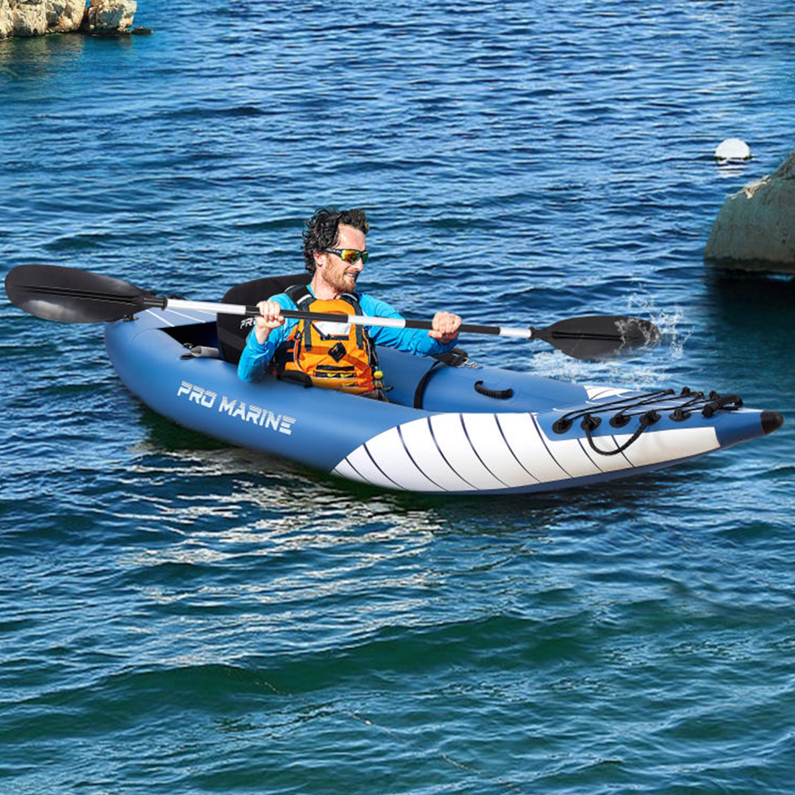 PROMARINE® Inflatable Kayak Blowup Touring Portable Kayak Set with Adjustable Seat and Pump