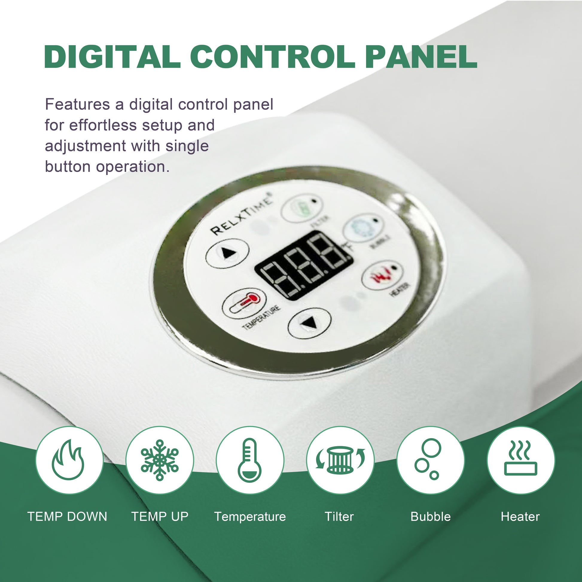 Square Inflatable Hot Tub - Vibrant Green with LED