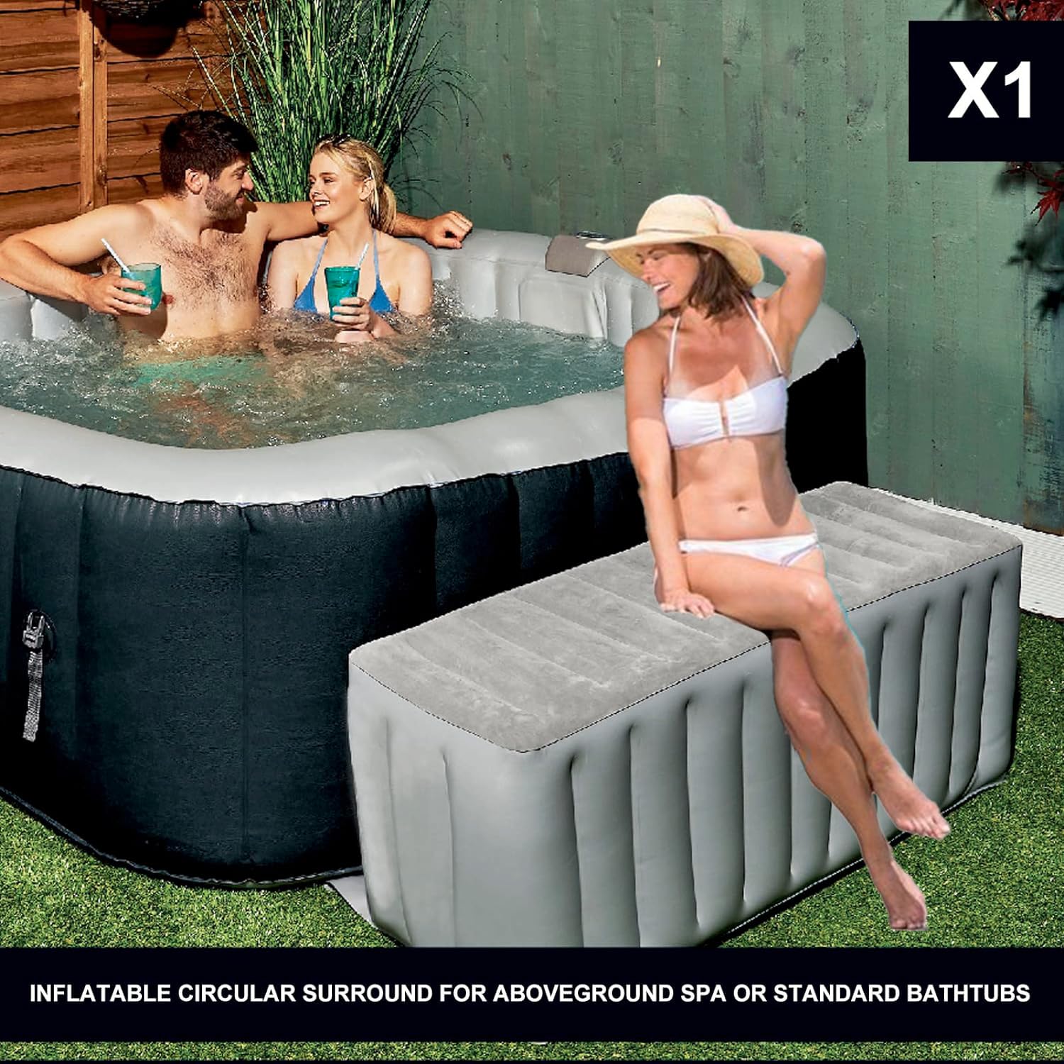 Relxtime Hot Tub Inflatable Rectangle Surround Bench