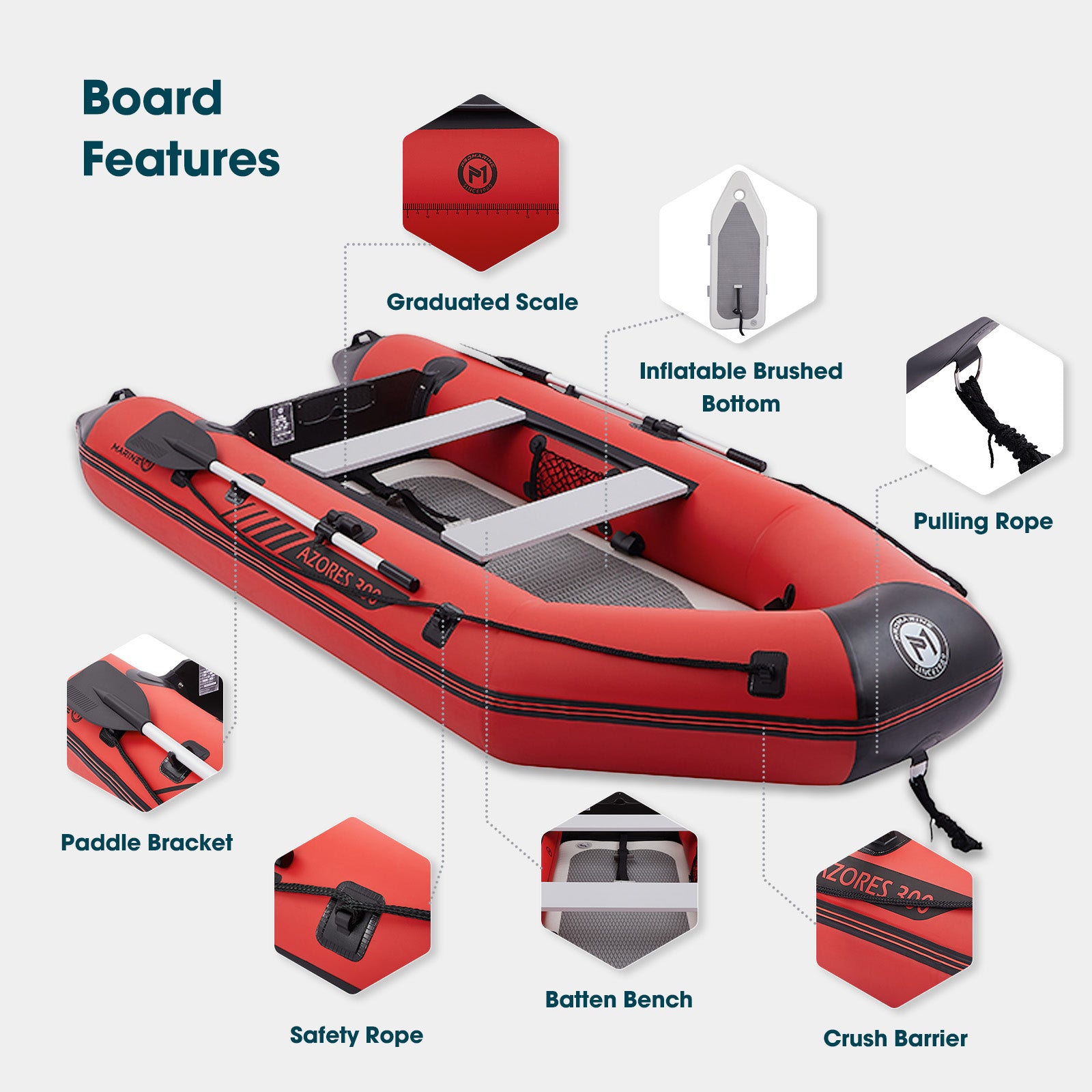 Pro Marine® Inflatable Dinghy Boats Raft Fishing Pontoon Boat Set , Fishing Rod Holders