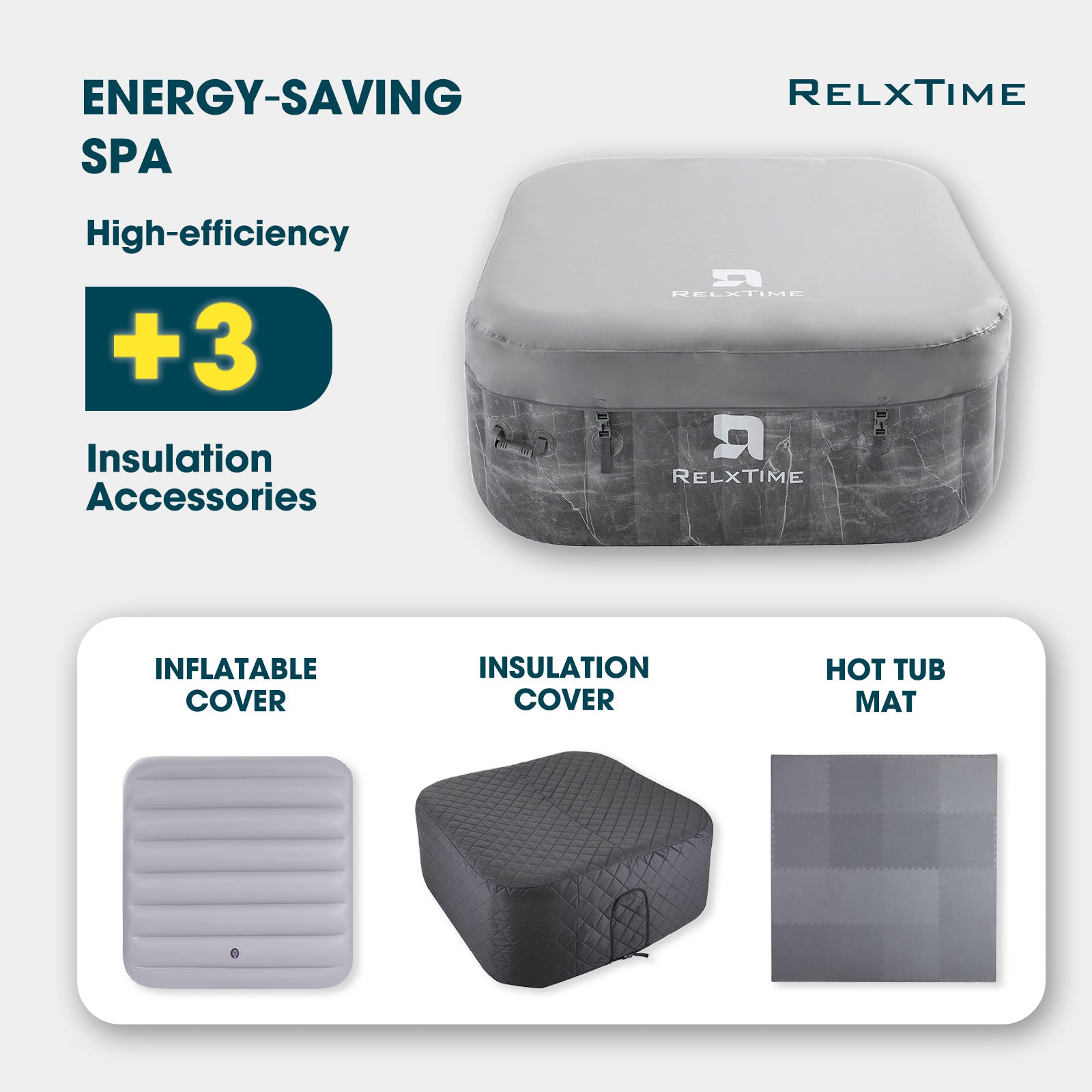 Square Inflatable Hot Tub - Marble Pattern  | Black Friday Offer