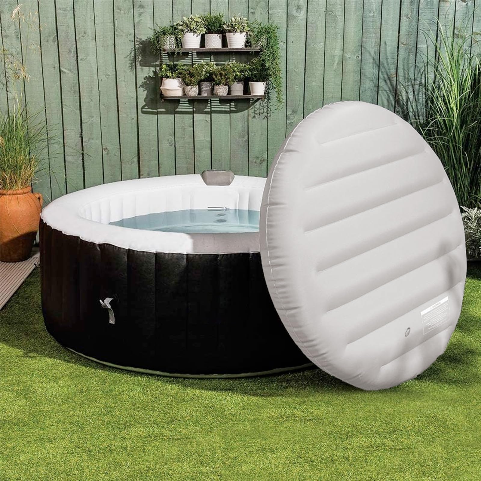 RELXTIME Universal Inflatable Cover Round Top Lid for Hot Tub Spa Cushion Support | Ø 65in, Gray