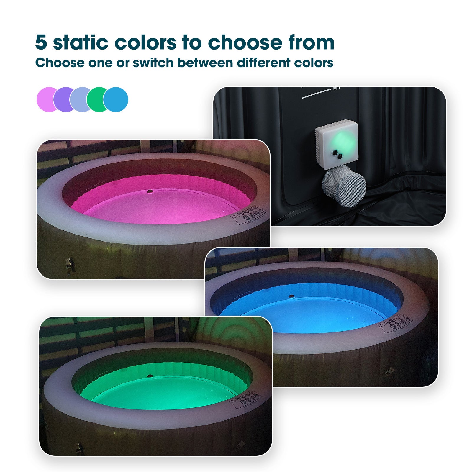 Relxtime LED Pool Light Submersible LED Light Waterproof 5 Colors for Spas, Hot Tubs, Swimming Pools