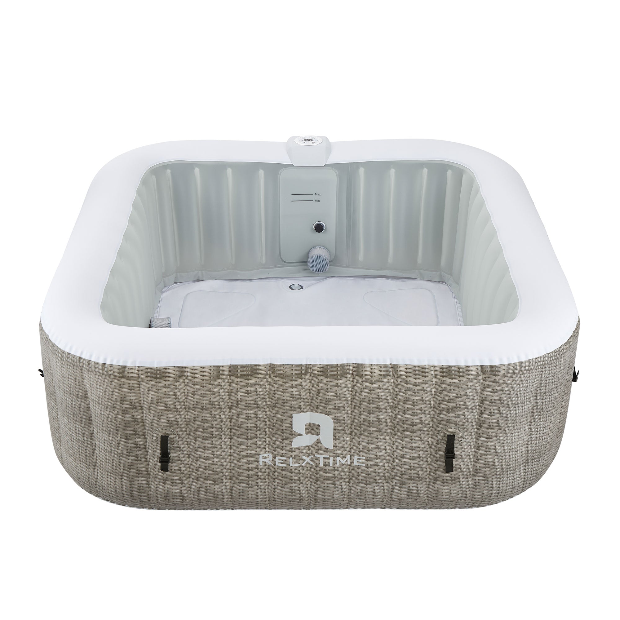 RELXTIME 4-6 Person Square Hot Tub Inflatable Spa Portable Hottub Outdoor Blow Up Hot Tub with 130 Bubble Jets, Built in Heater Pump, Filter Cartridges - TBF6001