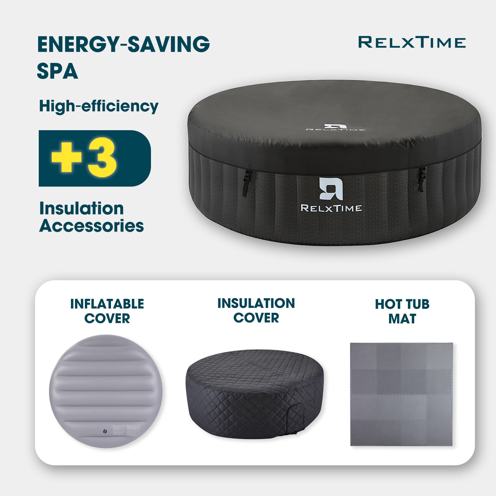 RELXTIME 4-6 Portable Inflatable Hot Tub Round Outdoor Spa Blow Up