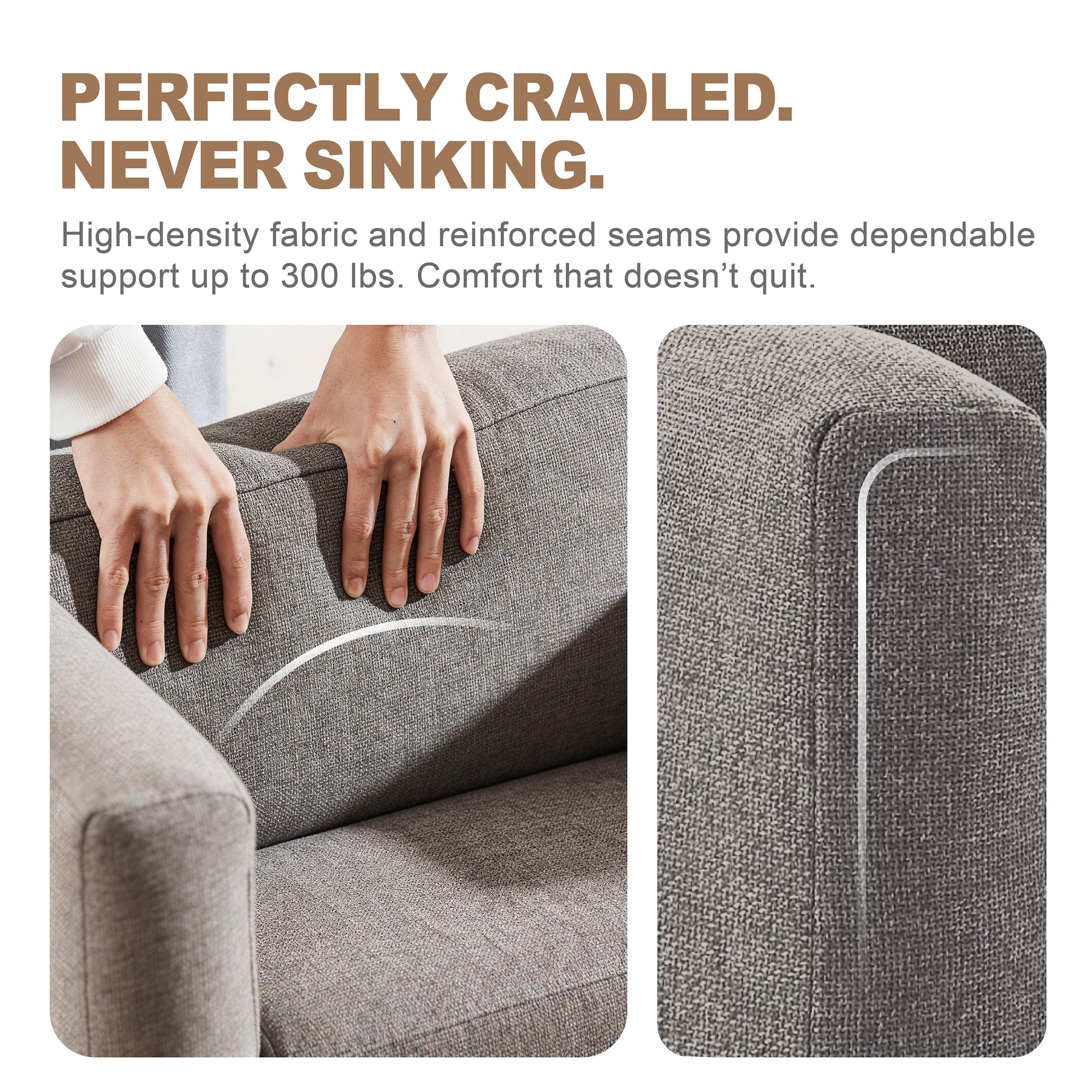 Linen inflatable sofa chair reinforced seams and high-density fabric supporting up to 300 lbs