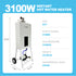 Relxtime 3100W portable gas water heater specs: G31 gas, 3700PA pressure, 33.95LB, IPX4D waterproof, 22.83 inch height