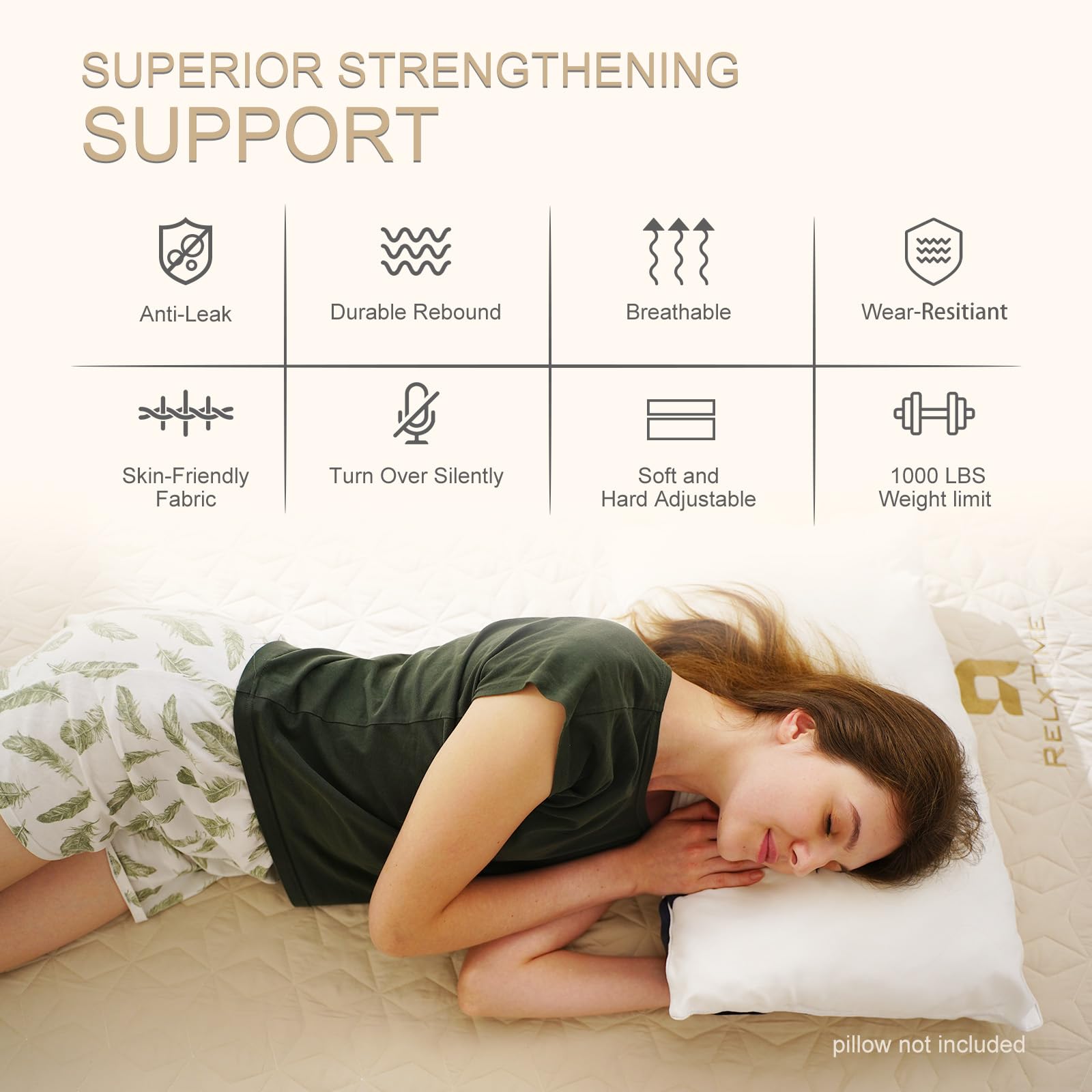 Relxtime air mattress internal fiber support structure for pressure-free sleep
