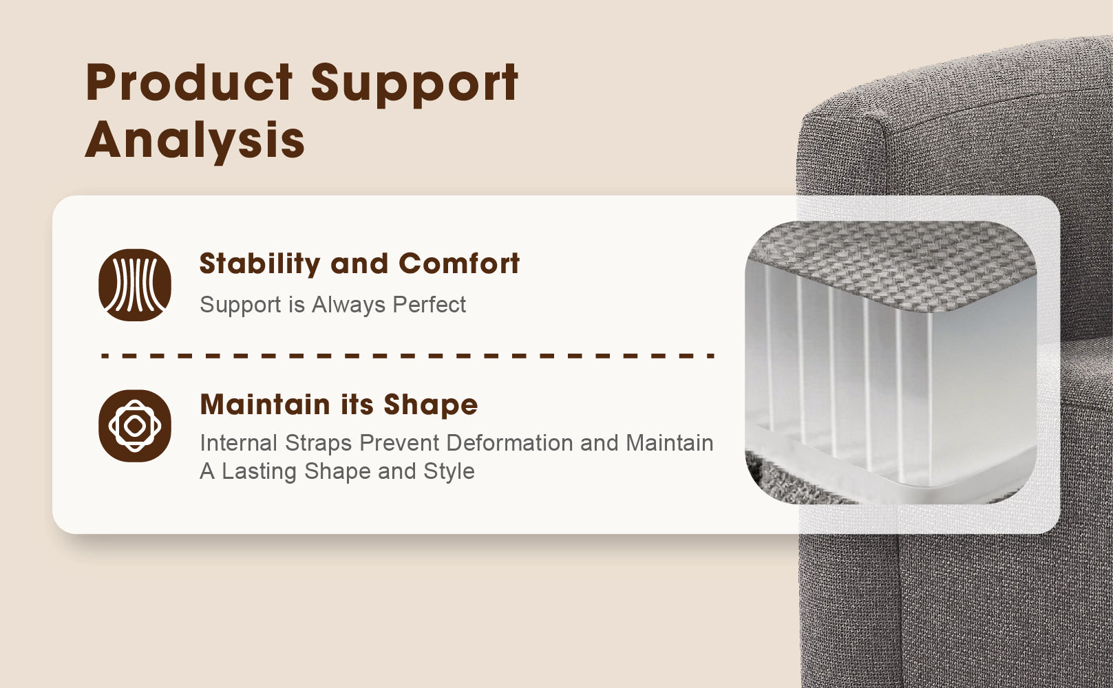 Relxtime inflatable sofa chair internal stabilizing straps cross-section, prevents sagging and deformation